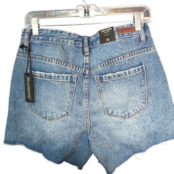 BlankNYC Womens The Perry Mom Short 28 Denim Cutoff Distressed High Waisted - Picture 3 of 5